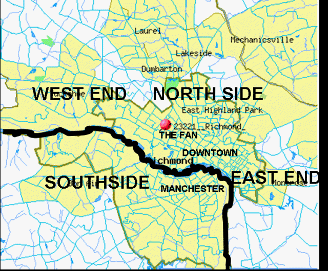 Manchester as situated in present-day Richmond