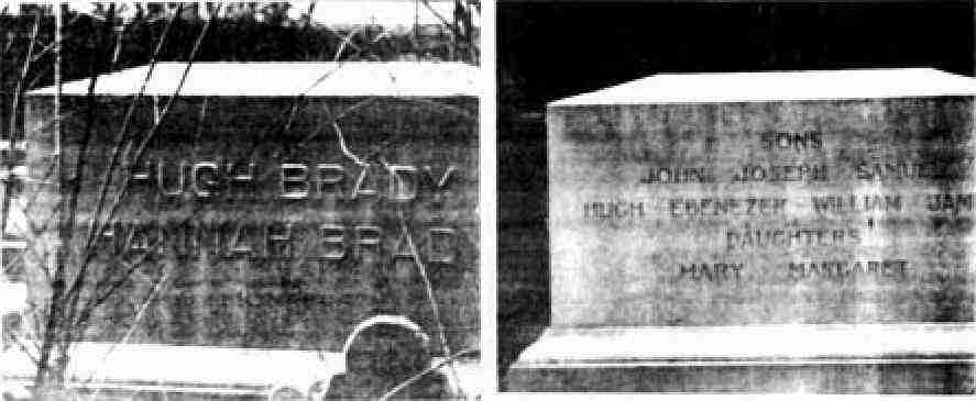 Hugh & Hannah Brady Tombstone in a cemetery near Middle Spring Presbytarian Church, a short distance form Shippensburg, PA.